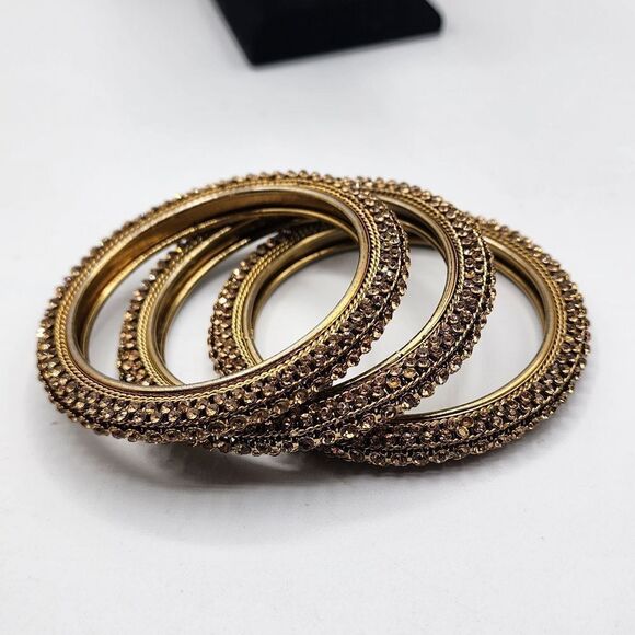 Set of 3 gold rhinestones bangles - Picture 1 of 4